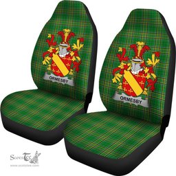 Irish Ormesby Coat of Arms Family Crest Ireland Car Seat Cover Irish National Tartan Irish County Car Seat Cover