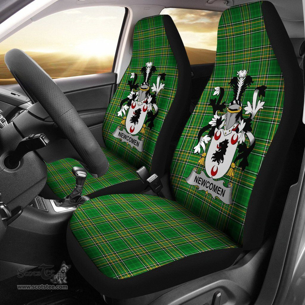 Irish Newcomen or Newcombe Coat of Arms Family Crest Ireland Car Seat Cover Irish National Tartan Irish County Car Seat Cover