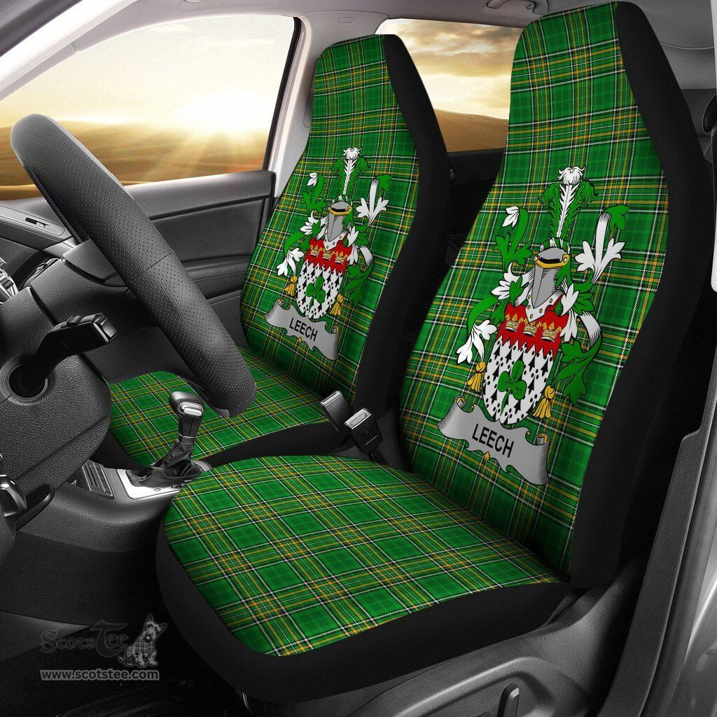Irish Leech Coat of Arms Family Crest Ireland Car Seat Cover Irish National Tartan Irish County Car Seat Cover