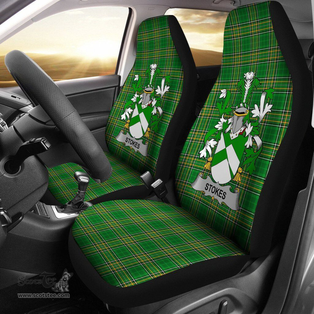 Irish Stokes Coat of Arms Family Crest Ireland Car Seat Cover Irish National Tartan Irish County Car Seat Cover