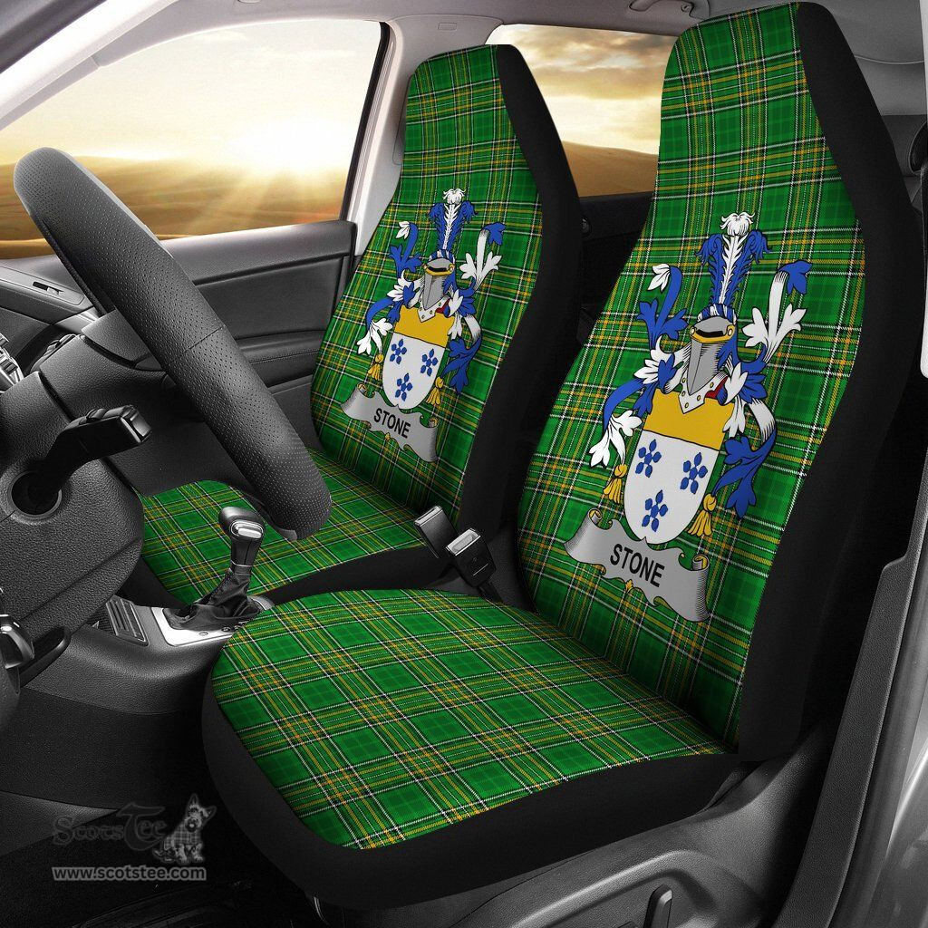 Irish Stone Coat of Arms Family Crest Ireland Car Seat Cover Irish National Tartan Irish County Car Seat Cover