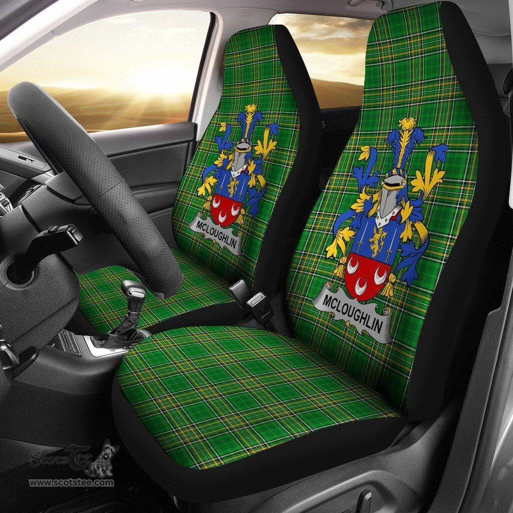 Irish McLoughlin or Loughlin Coat of Arms Family Crest Ireland Car Seat Cover Irish National Tartan Irish County Car Seat Cover