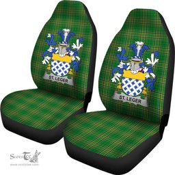 Irish St.Leger Coat of Arms Family Crest Ireland Car Seat Cover Irish National Tartan Irish County Car Seat Cover