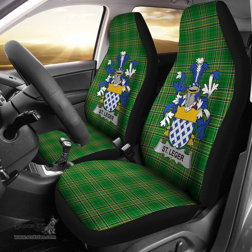 Irish St.Leger Coat of Arms Family Crest Ireland Car Seat Cover Irish National Tartan Irish County Car Seat Cover