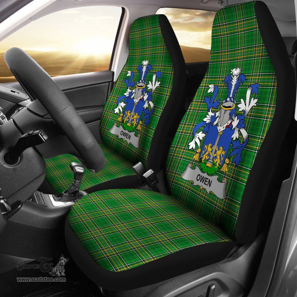 Irish Owen Coat of Arms Family Crest Ireland Car Seat Cover Irish National Tartan Irish County Car Seat Cover