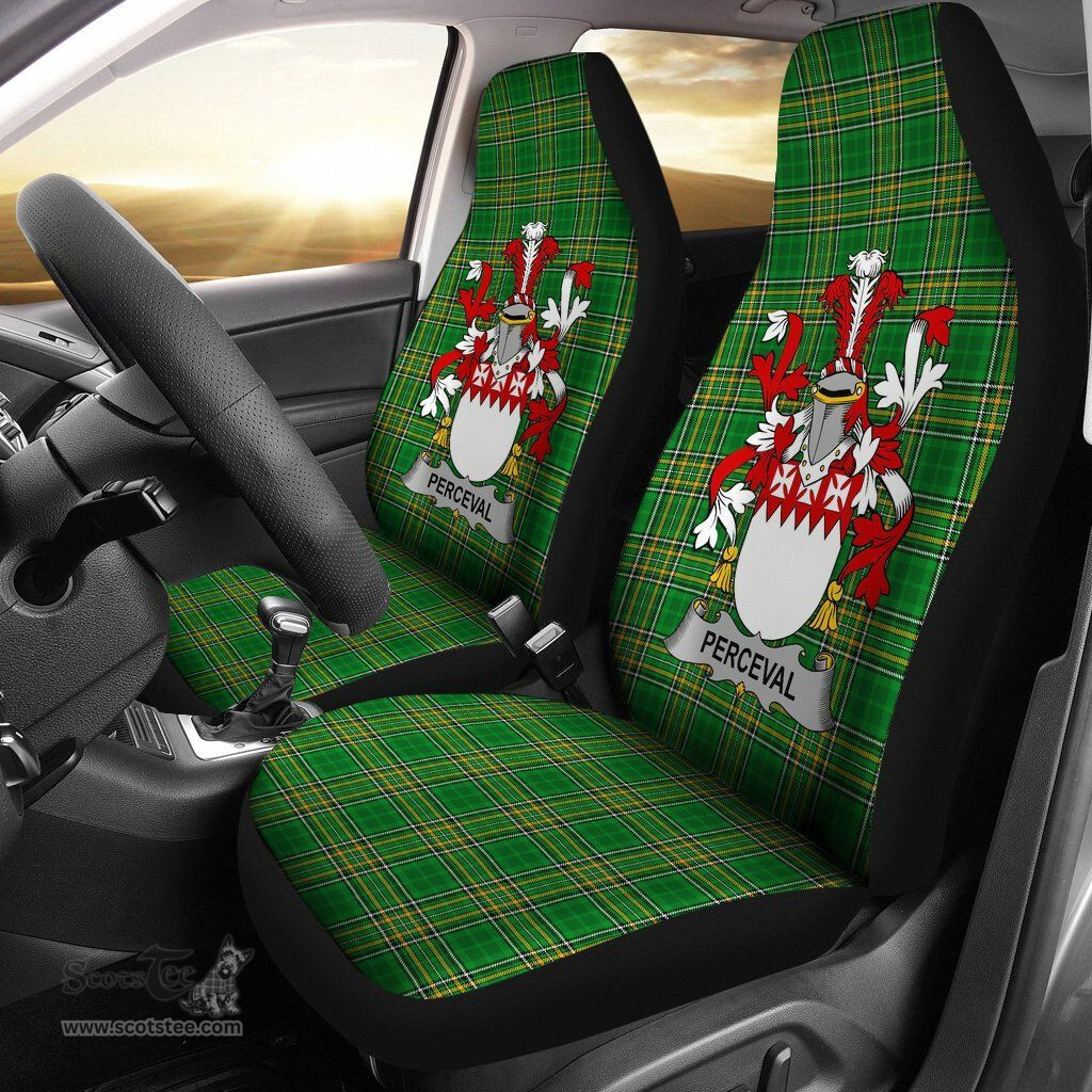 Irish Perceval Coat of Arms Family Crest Ireland Car Seat Cover Irish National Tartan Irish County Car Seat Cover