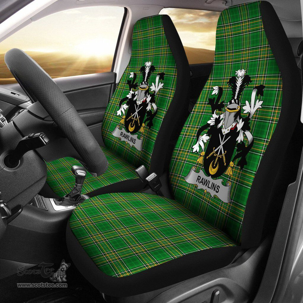 Irish Rawlins Coat of Arms Family Crest Ireland Car Seat Cover Irish National Tartan Irish County Car Seat Cover