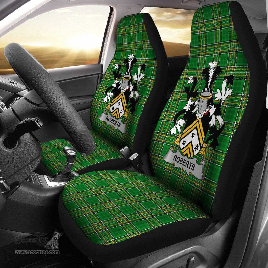 Irish Roberts Coat of Arms Family Crest Ireland Car Seat Cover Irish National Tartan Irish County Car Seat Cover