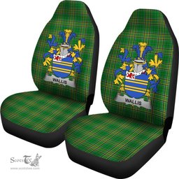 Irish Wallis Coat of Arms Family Crest Ireland Car Seat Cover Irish National Tartan Irish County Car Seat Cover