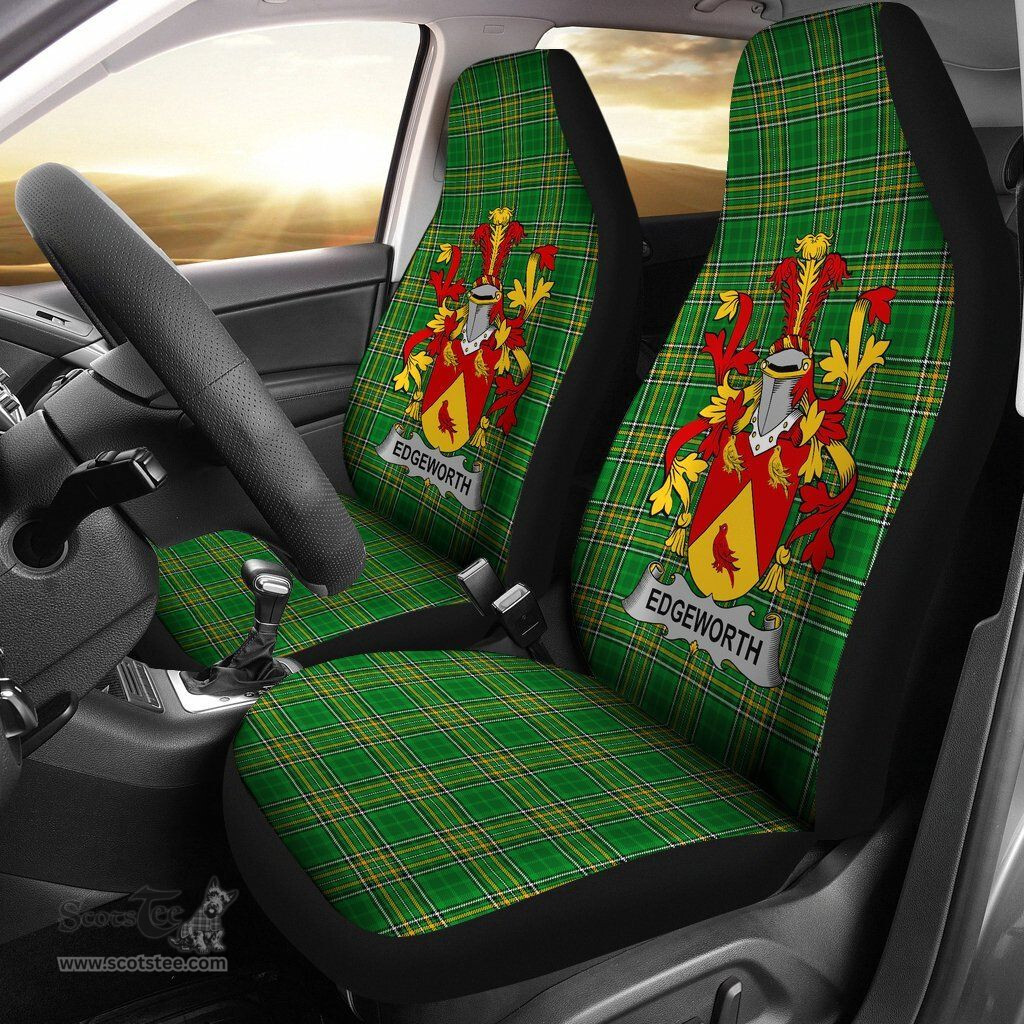 Irish Edgeworth Coat of Arms Family Crest Ireland Car Seat Cover Irish National Tartan Irish County Car Seat Cover