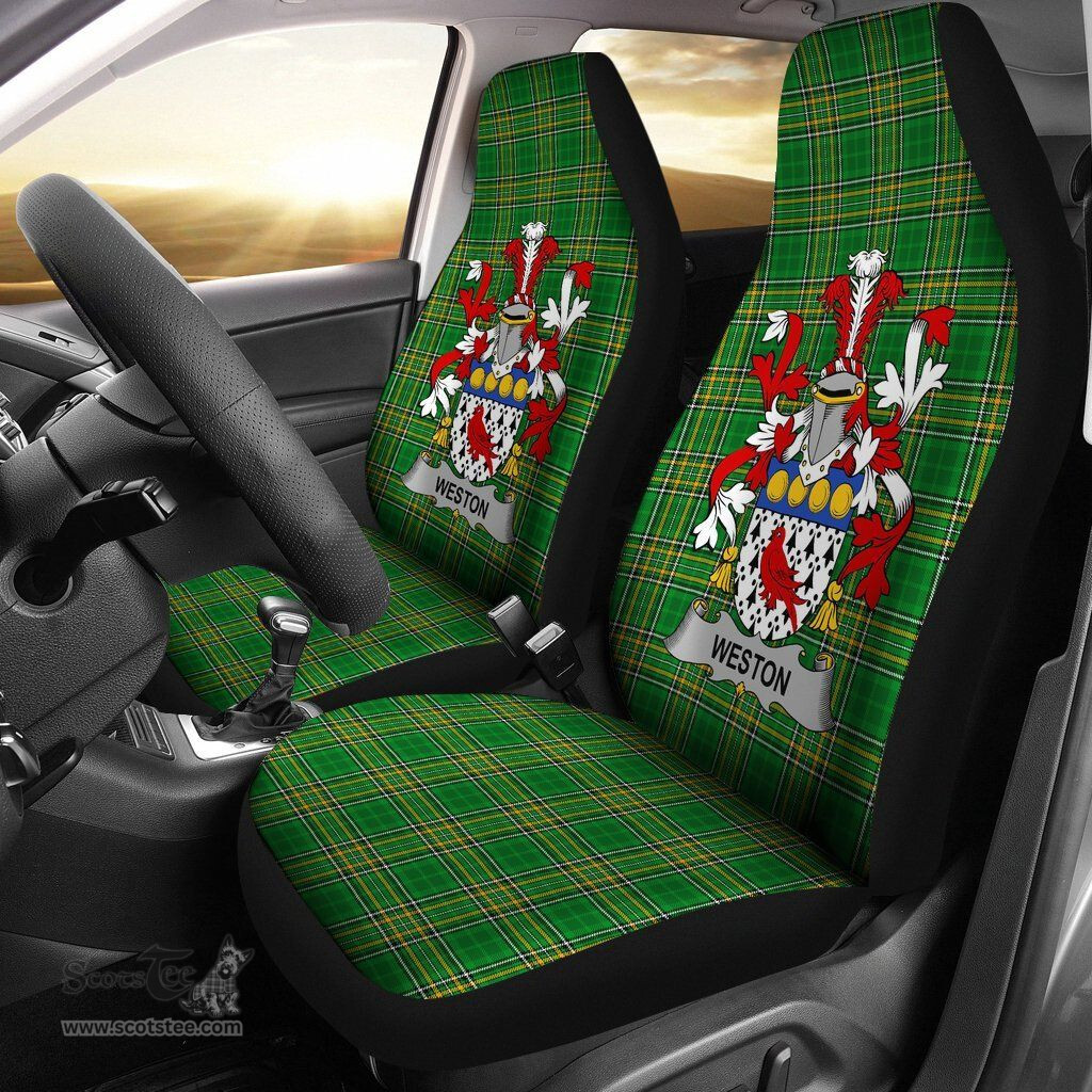 Irish Weston Coat of Arms Family Crest Ireland Car Seat Cover Irish National Tartan Irish County Car Seat Cover