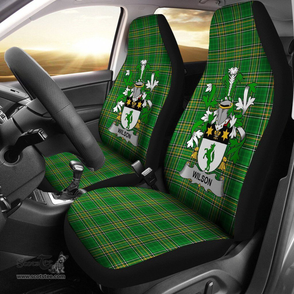 Irish Wilson Coat of Arms Family Crest Ireland Car Seat Cover Irish National Tartan Irish County Car Seat Cover