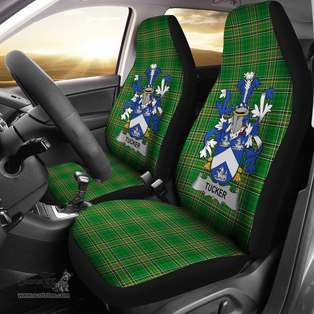 Irish Tucker Coat of Arms Family Crest Ireland Car Seat Cover Irish National Tartan Irish County Car Seat Cover