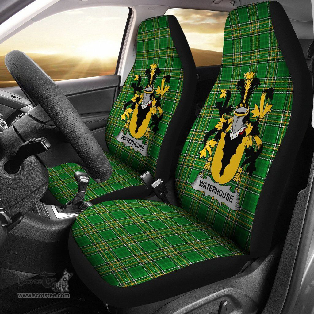 Irish Waterhouse Coat of Arms Family Crest Ireland Car Seat Cover Irish National Tartan Irish County Car Seat Cover