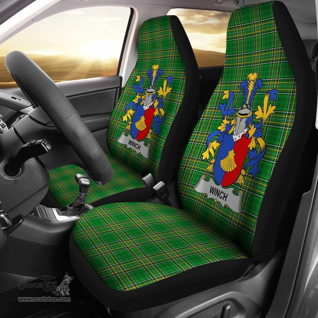 Irish Winch Coat of Arms Family Crest Ireland Car Seat Cover Irish National Tartan Irish County Car Seat Cover