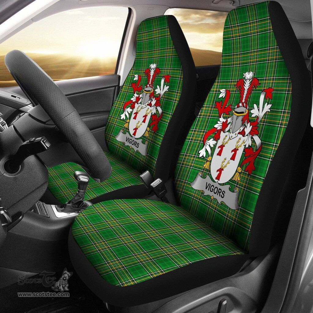 Irish Vigors Coat of Arms Family Crest Ireland Car Seat Cover Irish National Tartan Irish County Car Seat Cover