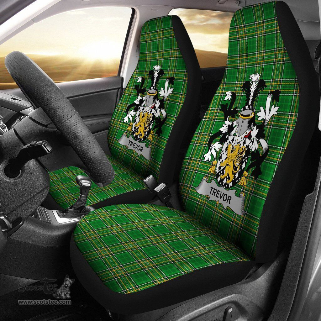 Irish Trevor Coat of Arms Family Crest Ireland Car Seat Cover Irish National Tartan Irish County Car Seat Cover