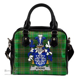 Irish Atkins Coat of Arms Family Crest Ireland Shoulder Handbag Irish National Tartan Irish County Handbag