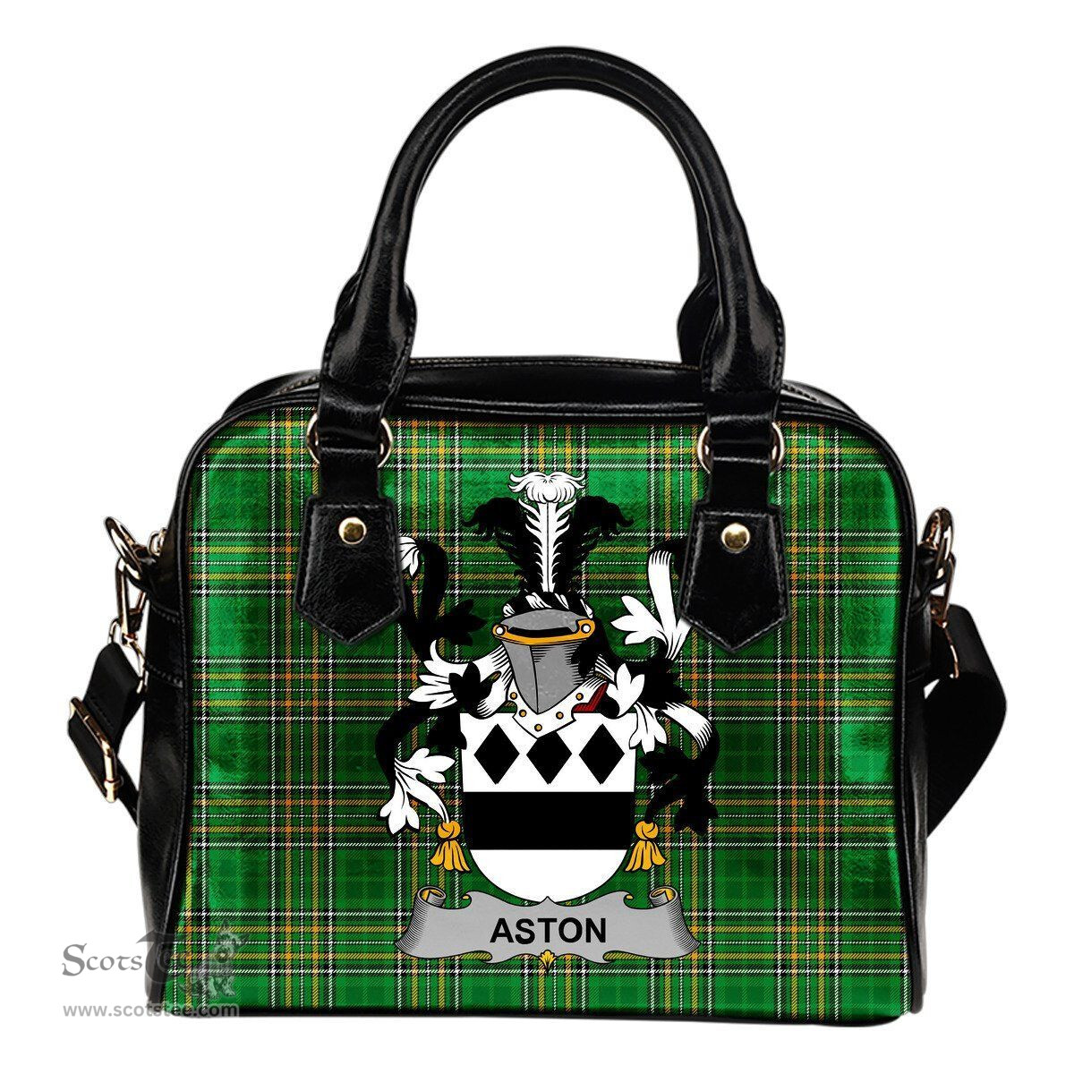 Irish Aston Coat of Arms Family Crest Ireland Shoulder Handbag Irish National Tartan Irish County Handbag