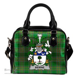 Irish Beirne or O'Beirne Coat of Arms Family Crest Ireland Shoulder Handbag Irish National Tartan Irish County Handbag