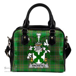 Irish Ancketill Coat of Arms Family Crest Ireland Shoulder Handbag Irish National Tartan Irish County Handbag
