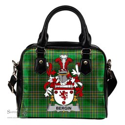 Irish Bergin or O'Bergin Coat of Arms Family Crest Ireland Shoulder Handbag Irish National Tartan Irish County Handbag