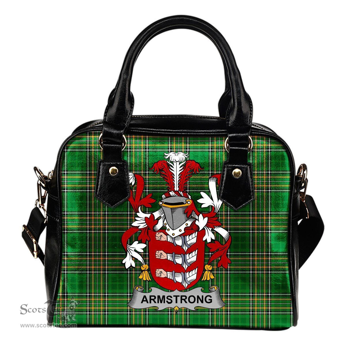 Irish Armstrong Coat of Arms Family Crest Ireland Shoulder Handbag Irish National Tartan Irish County Handbag