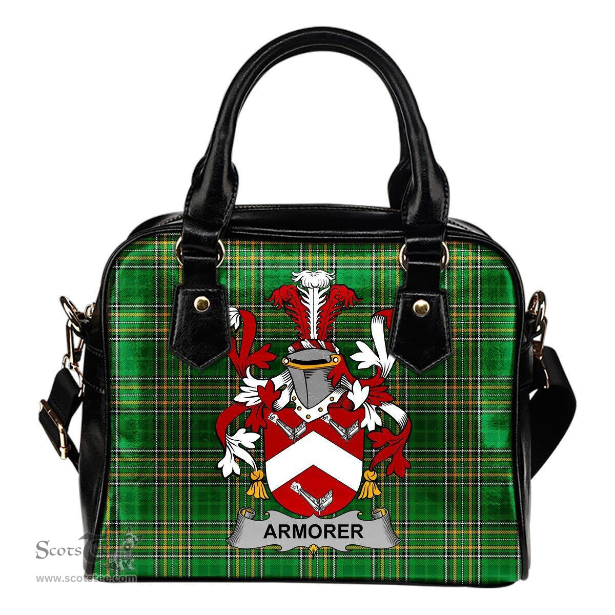 Irish Armorer Coat of Arms Family Crest Ireland Shoulder Handbag Irish National Tartan Irish County Handbag