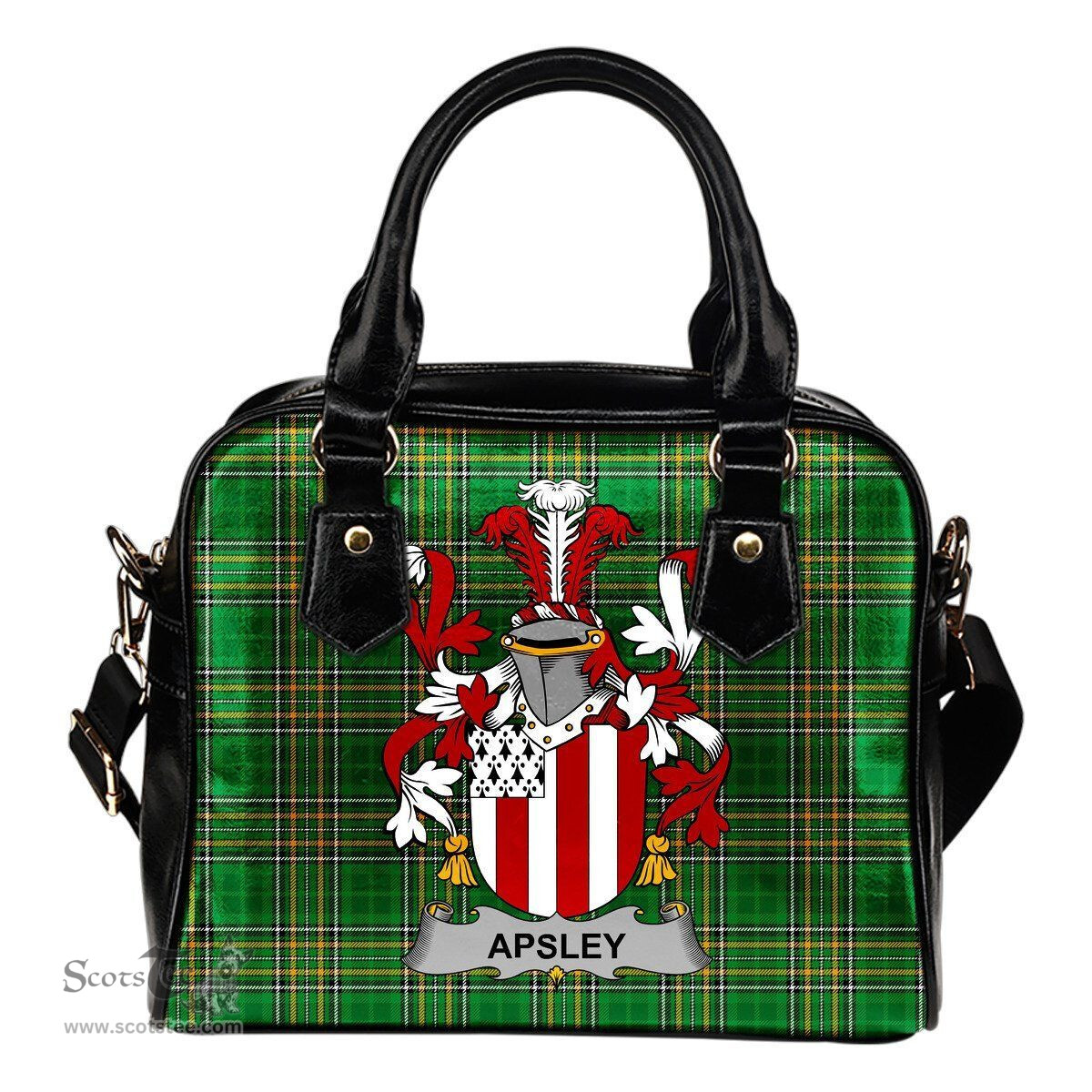 Irish Apsley Coat of Arms Family Crest Ireland Shoulder Handbag Irish National Tartan Irish County Handbag