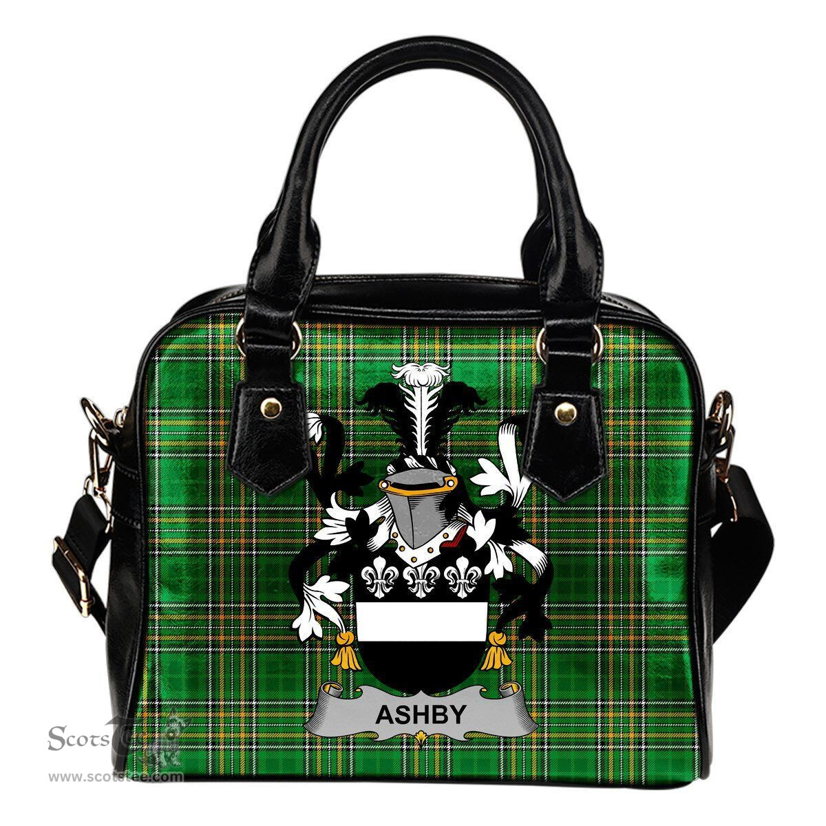 Irish Ashby Coat of Arms Family Crest Ireland Shoulder Handbag Irish National Tartan Irish County Handbag