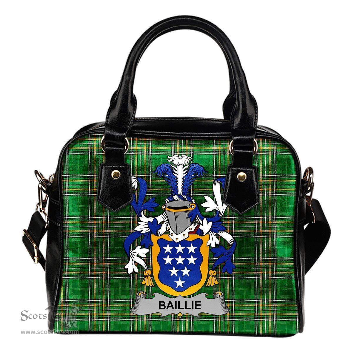 Irish Baillie Coat of Arms Family Crest Ireland Shoulder Handbag Irish National Tartan Irish County Handbag