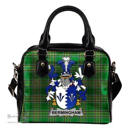Irish Bermingham Coat of Arms Family Crest Ireland Shoulder Handbag Irish National Tartan Irish County Handbag