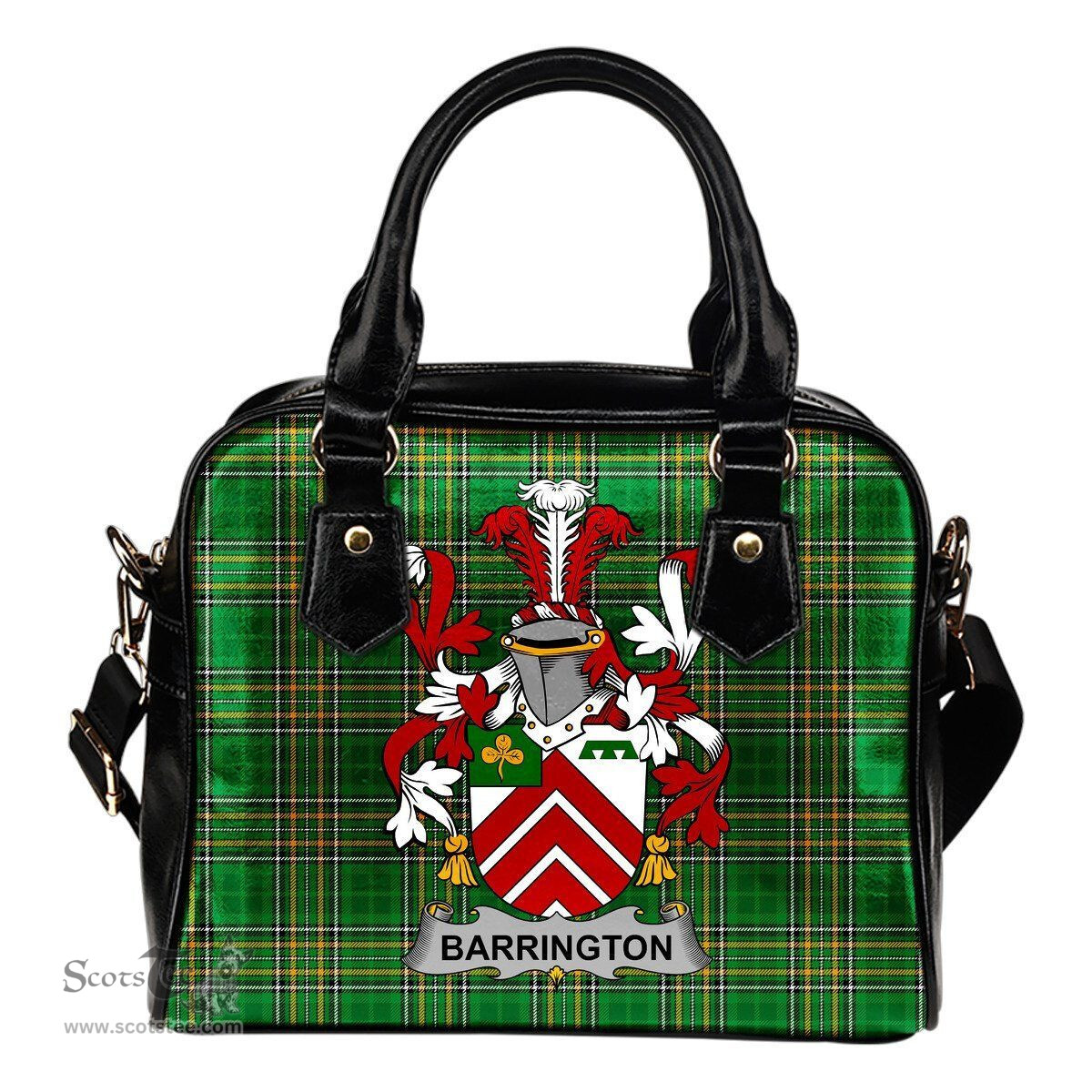 Irish Barrington Coat of Arms Family Crest Ireland Shoulder Handbag Irish National Tartan Irish County Handbag