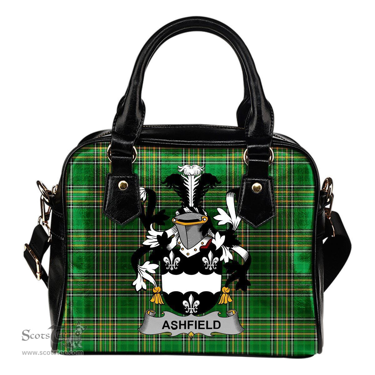 Irish Ashfield Coat of Arms Family Crest Ireland Shoulder Handbag Irish National Tartan Irish County Handbag