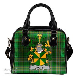 Irish Crotty or O'Crotty Coat of Arms Family Crest Ireland Shoulder Handbag Irish National Tartan Irish County Handbag