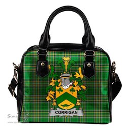 Irish Corrigan or O'Corrigan Coat of Arms Family Crest Ireland Shoulder Handbag Irish National Tartan Irish County Handbag