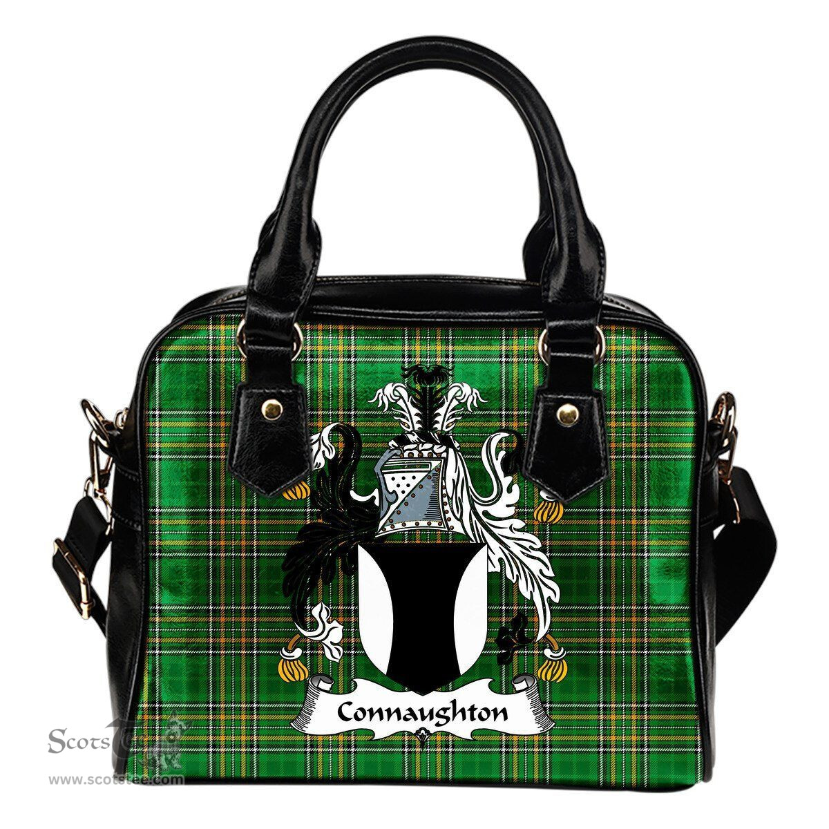 Irish Connaughton Coat of Arms Family Crest Ireland Shoulder Handbag Irish National Tartan Irish County Handbag