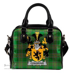 Irish Cosgrove or O'Cosgrave Coat of Arms Family Crest Ireland Shoulder Handbag Irish National Tartan Irish County Handbag