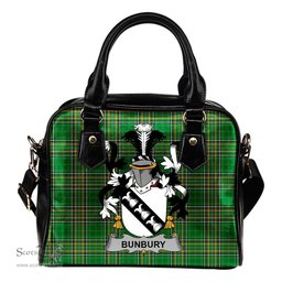 Irish Bunbury Coat of Arms Family Crest Ireland Shoulder Handbag Irish National Tartan Irish County Handbag