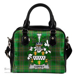 Irish Coffey or O'Coffey Coat of Arms Family Crest Ireland Shoulder Handbag Irish National Tartan Irish County Handbag