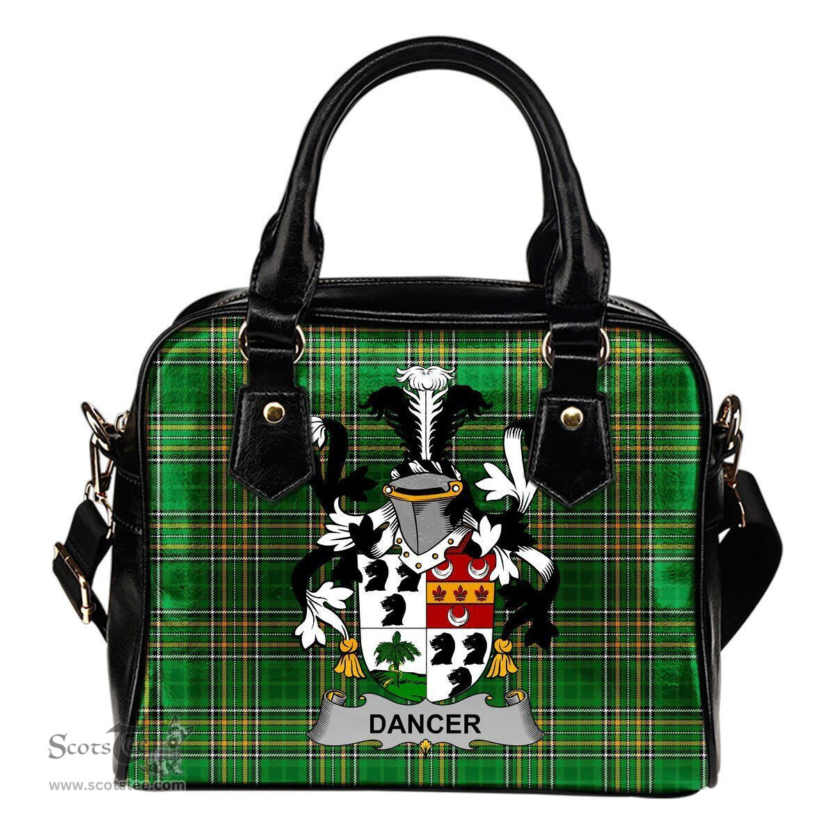 Irish Dancer Coat of Arms Family Crest Ireland Shoulder Handbag Irish National Tartan Irish County Handbag