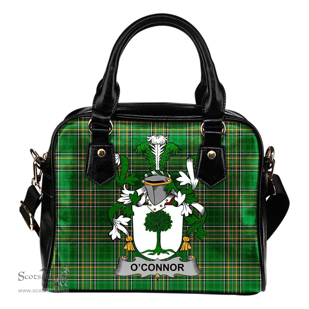 Irish Connor or O'Connor (Don) Coat of Arms Family Crest Ireland Shoulder Handbag Irish National Tartan Irish County Handbag