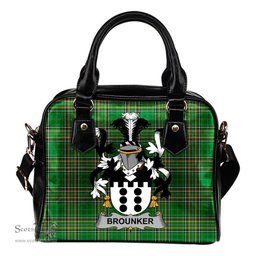 Irish Brounker Coat of Arms Family Crest Ireland Shoulder Handbag Irish National Tartan Irish County Handbag