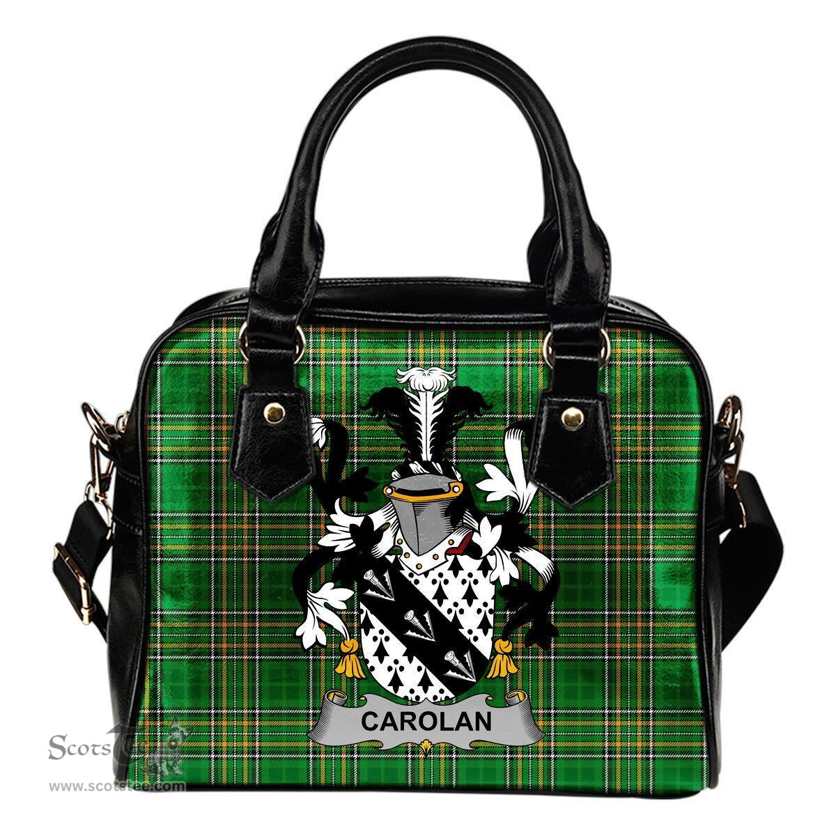 Irish Carolan Coat of Arms Family Crest Ireland Shoulder Handbag Irish National Tartan Irish County Handbag