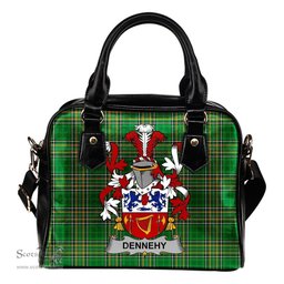 Irish Dennehy or O'Dennehy Coat of Arms Family Crest Ireland Shoulder Handbag Irish National Tartan Irish County Handbag