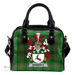 Irish Doherty or O'Doherty Coat of Arms Family Crest Ireland Shoulder Handbag Irish National Tartan Irish County Handbag