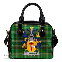 Irish Donnell or O'Donnell Coat of Arms Family Crest Ireland Shoulder Handbag Irish National Tartan Irish County Handbag