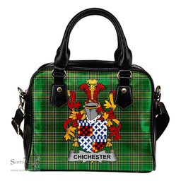 Irish Chichester Coat of Arms Family Crest Ireland Shoulder Handbag Irish National Tartan Irish County Handbag
