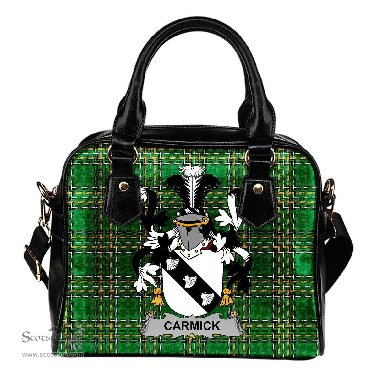 Irish Carmick Coat of Arms Family Crest Ireland Shoulder Handbag Irish National Tartan Irish County Handbag