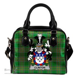 Irish Clinton Coat of Arms Family Crest Ireland Shoulder Handbag Irish National Tartan Irish County Handbag